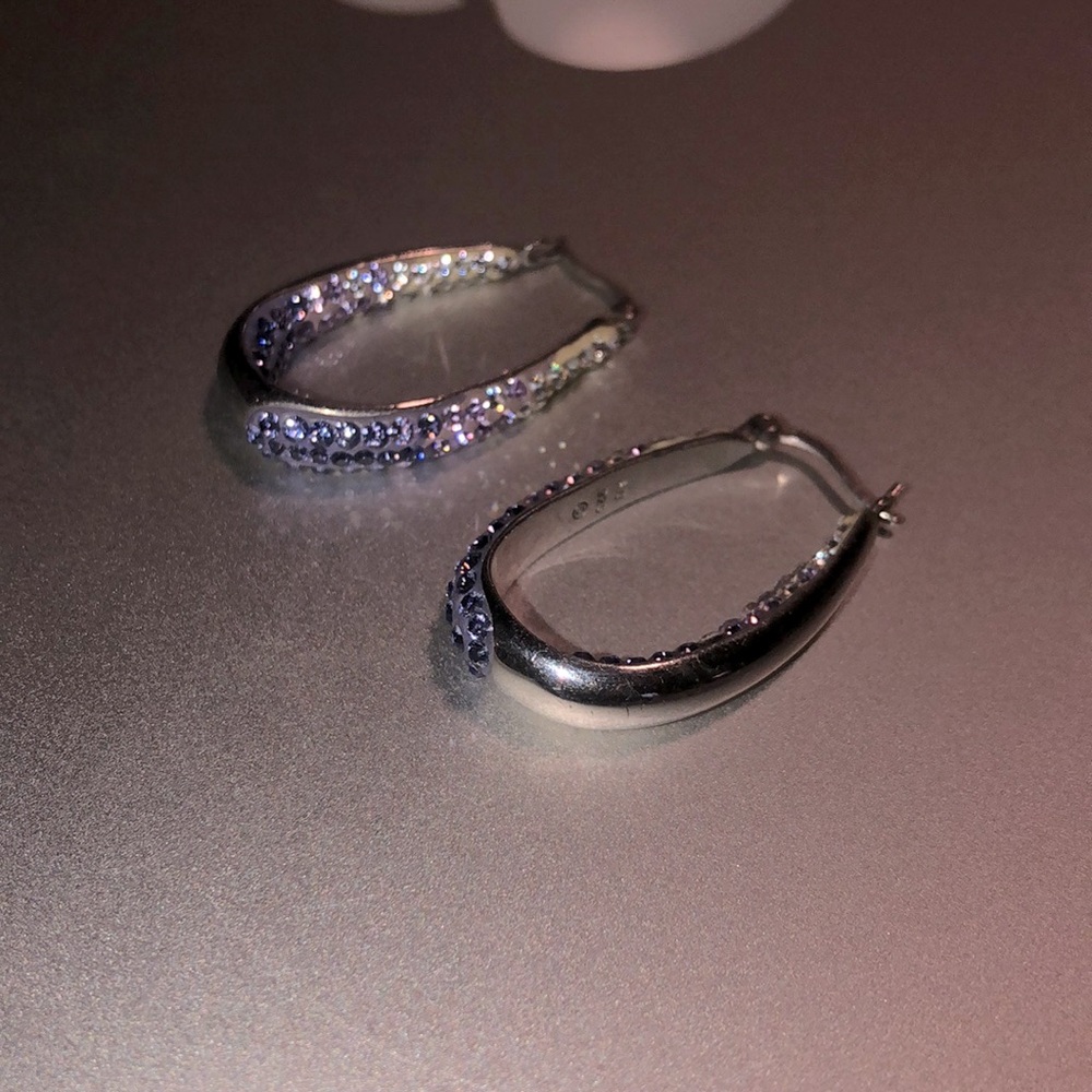 Purple gem hoop earrings